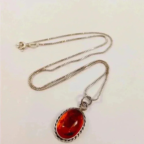 Glowingly Gorgeous Amber Necklace Beauty 🙌🏻✨⏰💭🤝⌛️ Sterling Silver Boho - Picture 5 of 16